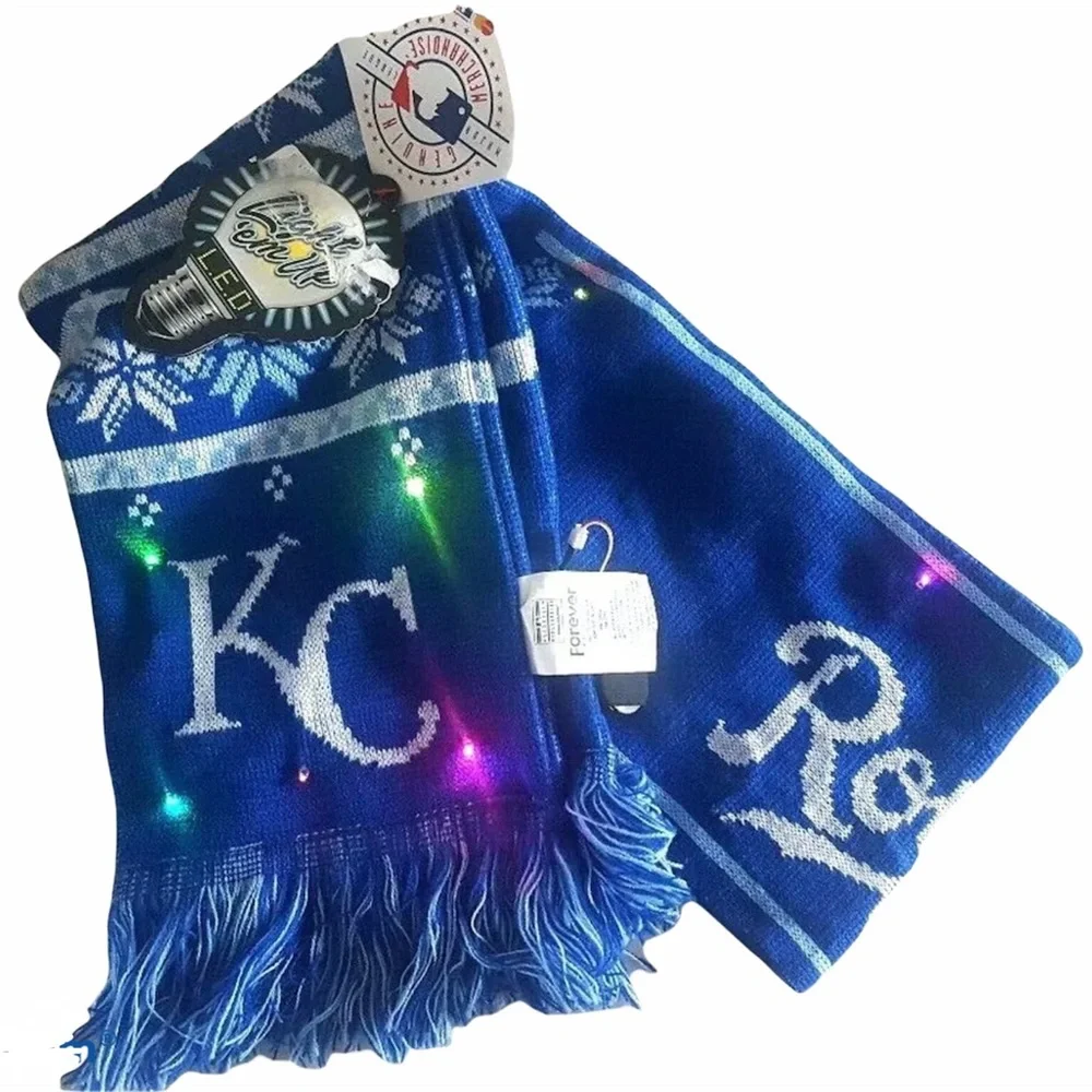 KANSAS CITY ROYALS MLB Knit Scarf Light Em Up LED Flashing Christmas Holiday New